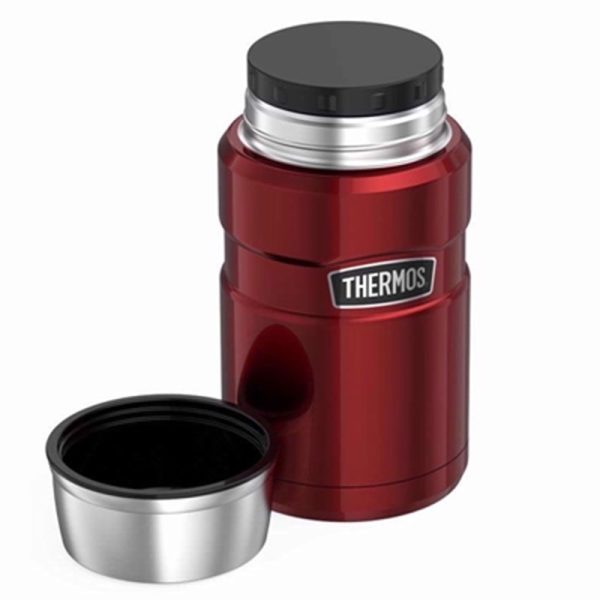 THERMOS KING STAINLESS RED FOOD FLASK 710ML (