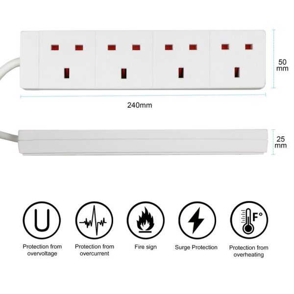 EXTRASTAR EXTENSION LEAD 4 GANG 2M WHITE