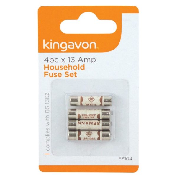 KINGAVON HOUSEHOLD FUSE 13AMP PACK OF 4