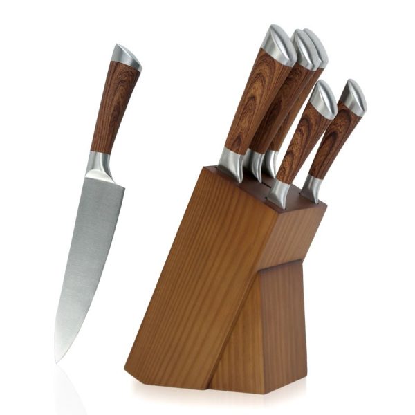 ROYALFORD WOODEN KNIFE BLOCK SET 5PC