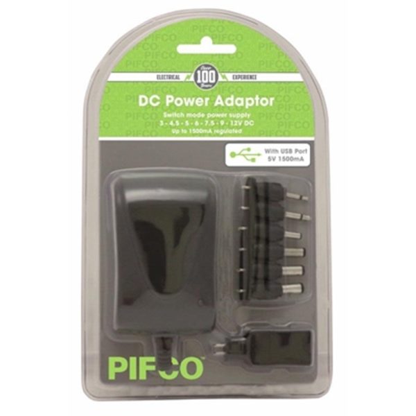 PIFCO REG ADAPTOR 1500MA WITH USB