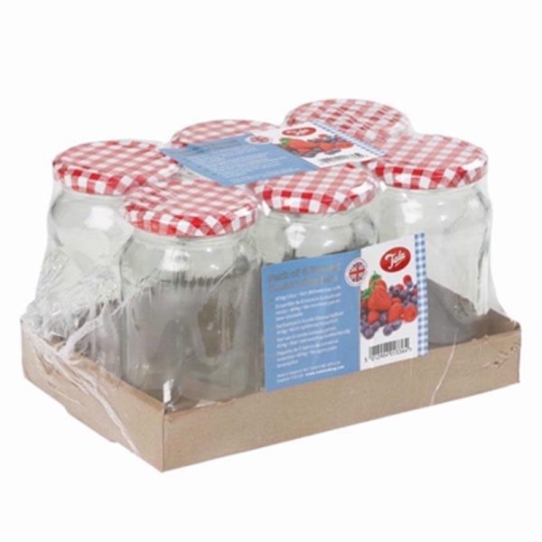 TALA ROUND PRESERVE JAR 16OZ PACK OF 6 GINGHAM