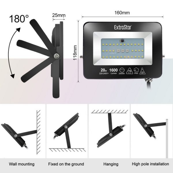 EXTRASTAR FLOODLIGHT 20W RGB 1900LUMENS