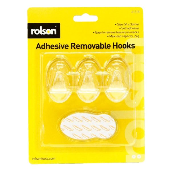 ROLSON REMOVABLE ADHESIVE HOOK TRANSPARENT 3PCE