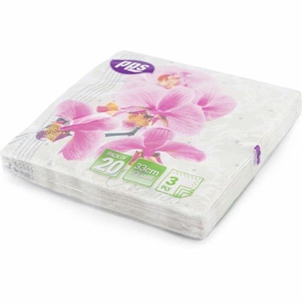 PPS 3PLY 33CM 20 NAPKINS ORCHIDS