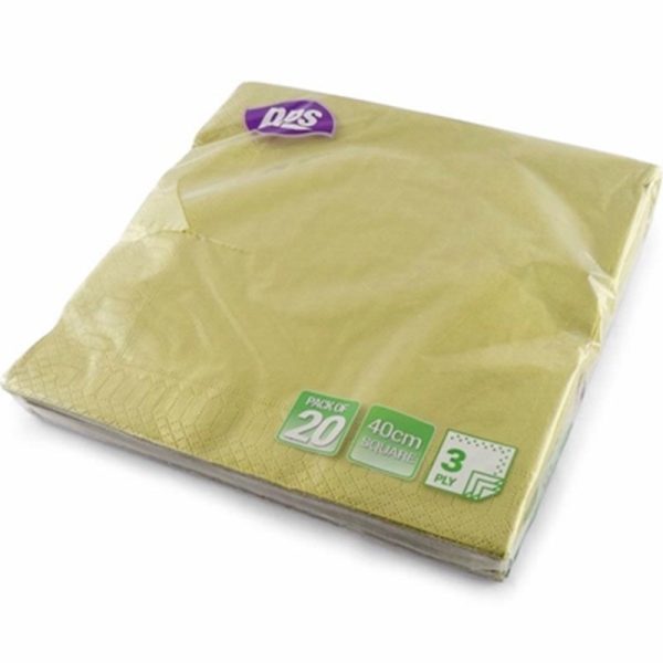 PPS 3PLY 40CM 20 NAPKINS GOLD