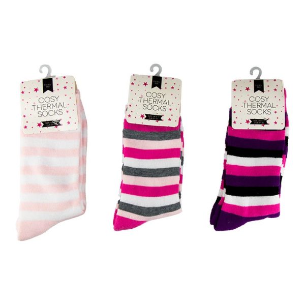 LADIES STRIPE THERMAL SOCKS