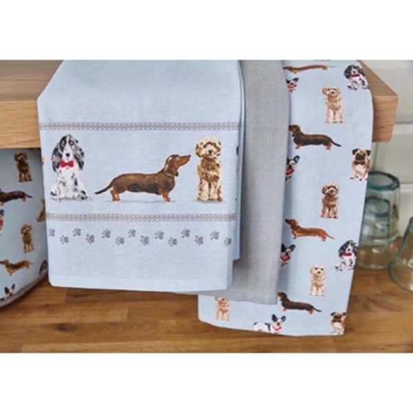 COOKSMART TEA TOWEL CURIOUS DOGS PACK OF 3