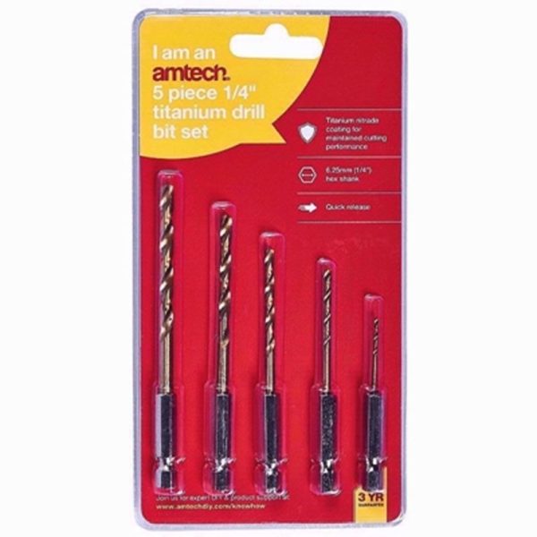 AMTECH DRILL BIT TITNIUM 5PC SET