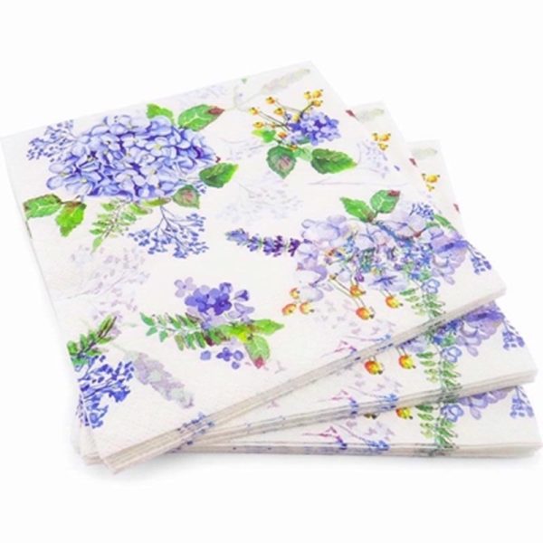 PPS 3PLY 33CM 20 NAPKINS BLUE FLOWER