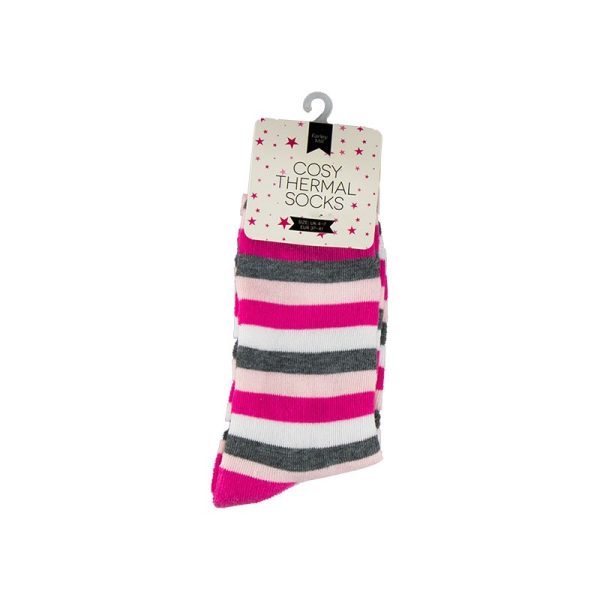 LADIES STRIPE THERMAL SOCKS