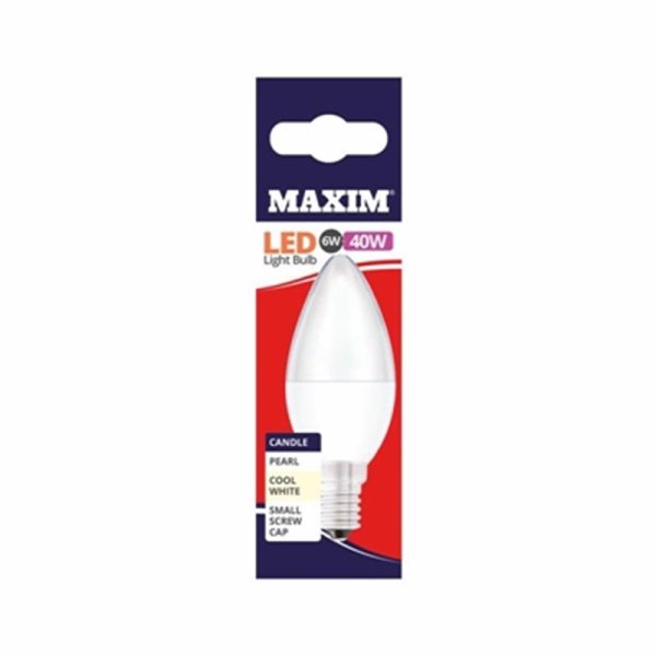 MAXIM LED CANDLE SES 6W C/W PACK OF 10