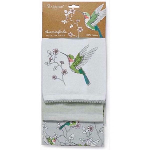 COOKSMART TEA TOWEL HUMMINGBIRDS PACK OF 3