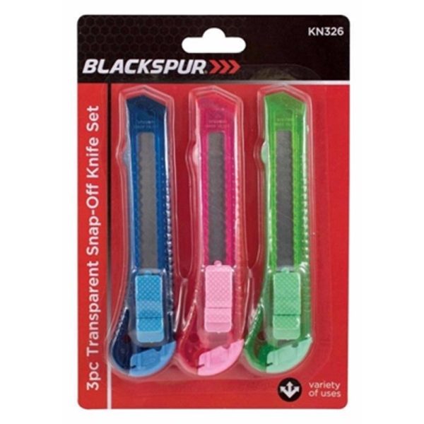 BLACKSPUR 3PC LGE SNAP OFF KNIFE SET BOTH