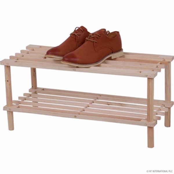 PRIMA SHOE RACK WOODEN TWO TIER NATURAL