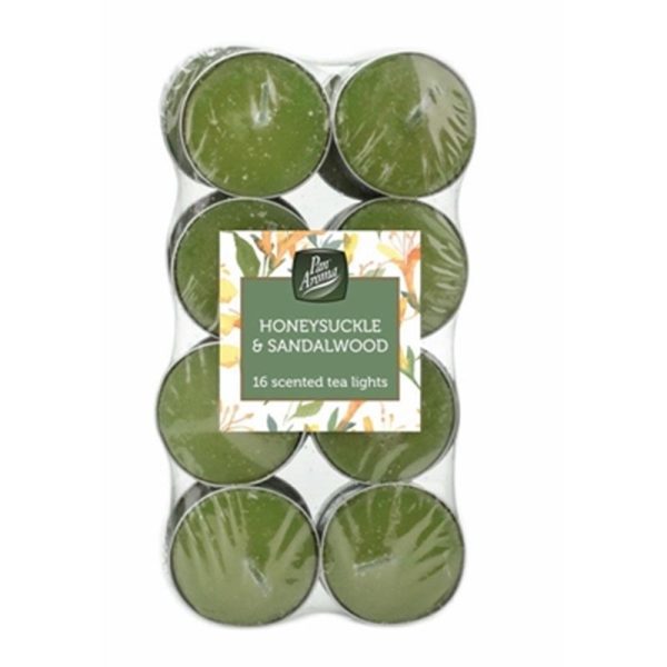 PAN AROMA TEALIGHTS 16PC SANDELWOOD HONEYSUCK