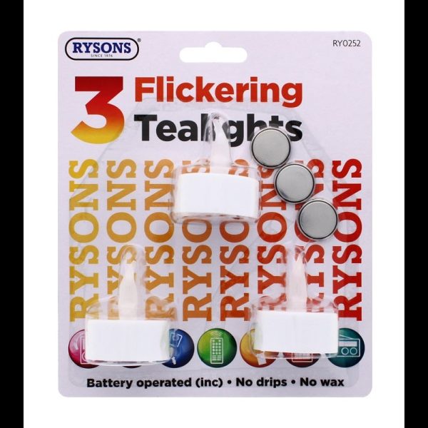 RYSONS FLIKERING T-LIGHT CANDLES 3PC