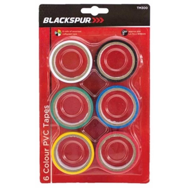 BLACKSPUR 6 ROLLS PVC TAPE