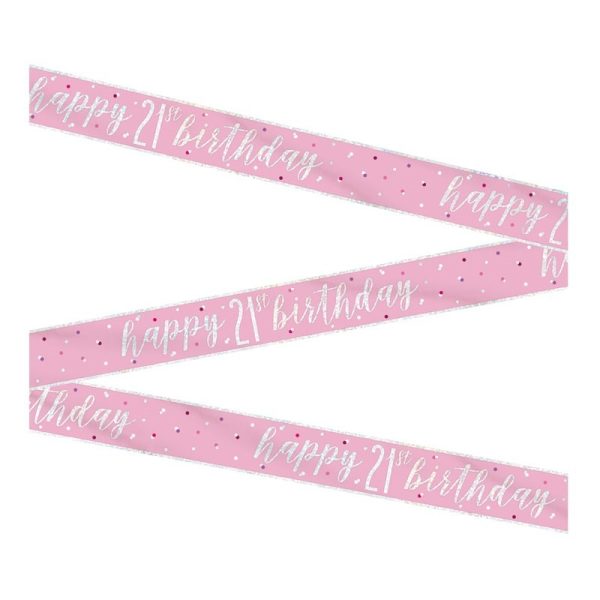 HAPPY 21ST BIRTHDAY BANNER PINK