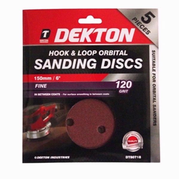 DEKTON HOOK /LOOP SAND DISC 5PC CRS 120GRIT