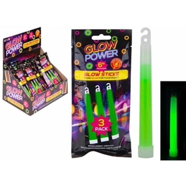 GLOW STICK PACK OF 3 6INCH