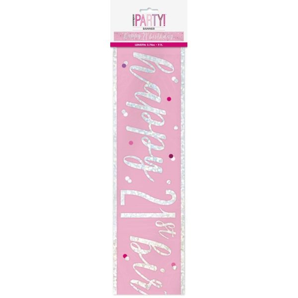 HAPPY 21ST BIRTHDAY BANNER PINK