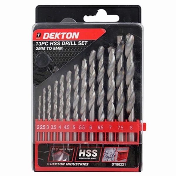 DEKTON HSS DRILL 13PC SET 2MM TO 8MM