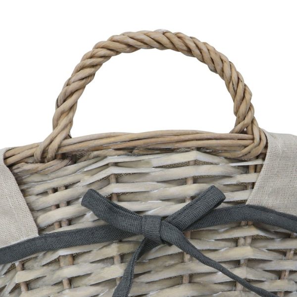 JVL ARIANNA OVAL WILLOW BASKET GREY 43X30X69CM