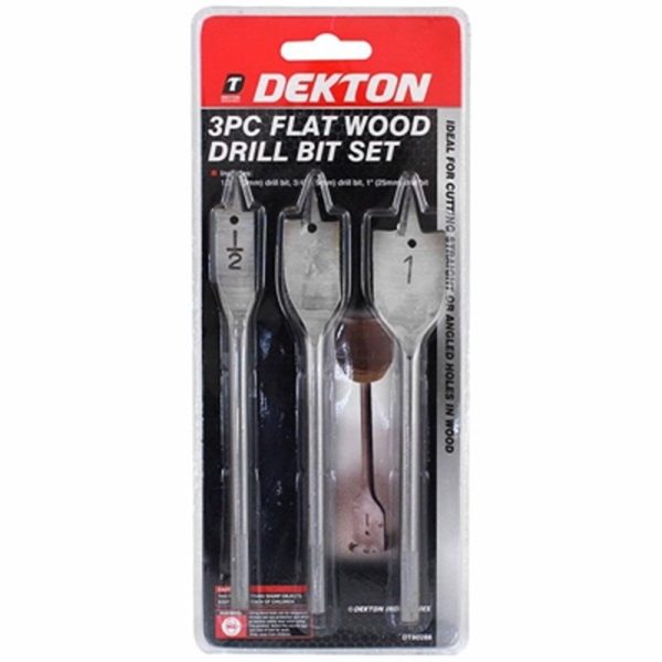 DEKTON FLAT WOODDRILL 1/2 3/4 1 INCH 3PC