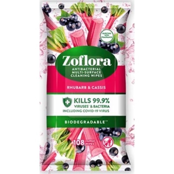 ZOFLORA CLEANING WIPES RHUBARB & CASSIS 70S PACK OF 6