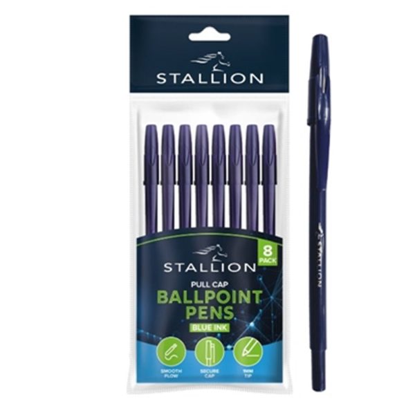 SWIFT PULL CAP BALLPOINT PENS BLUE PACK OF 6