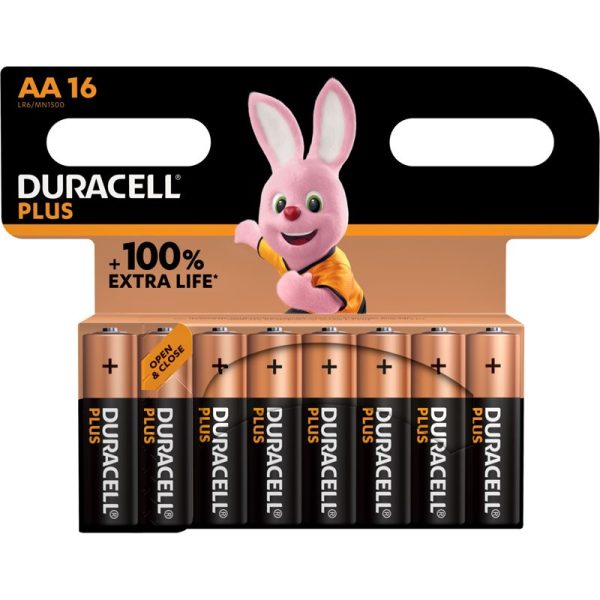 DURACELL BATTERIES 100% PLUS 16PCE AA