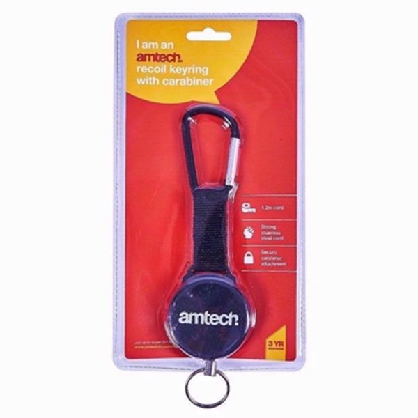 AMTECH KEYRING RECOIL WITH CARABINER