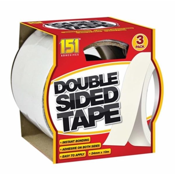 151 TAPE DOUBLE SIDED 10M PACK OF 3