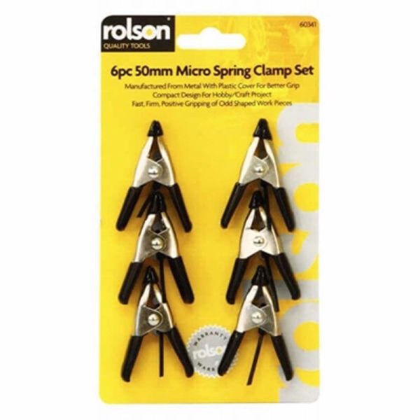 ROLSON SPRING CLIP HEAVY DUTY SILVER 6PCE