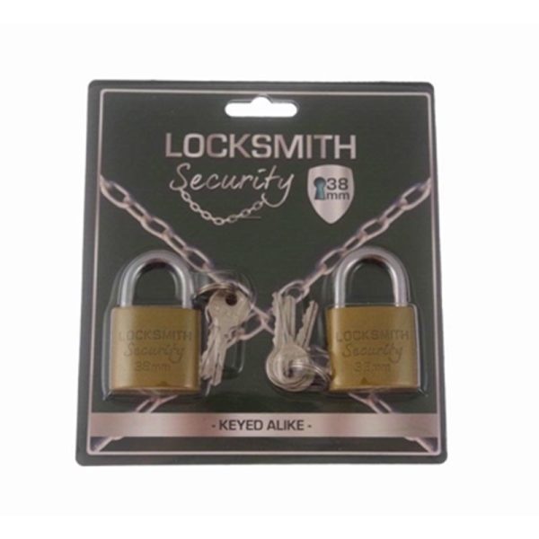 LOCKSMITH PADLOCK TWIN PACK 38MM