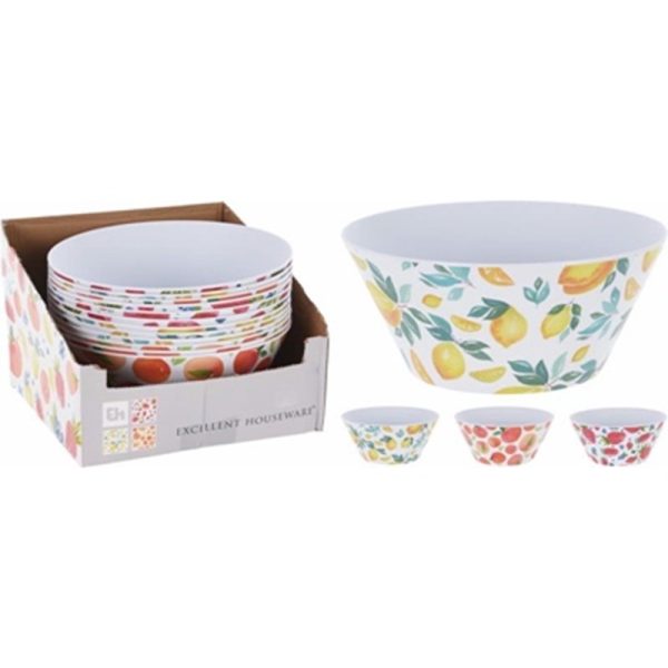 MELAMINE BOWL 25CM DIA ASSTD