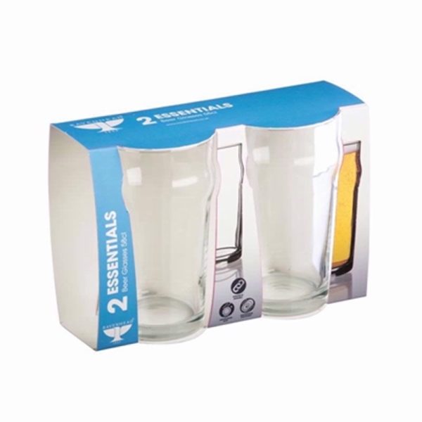 ESSENTIALS NONIK BEER GLASS 56CL PACK OF 2