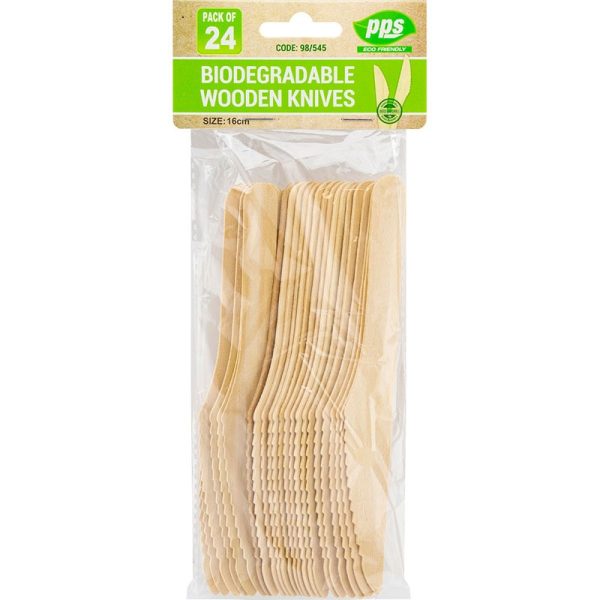 PPS BIO DEGRADABLE KNIFE WOODEN 24 PIECE