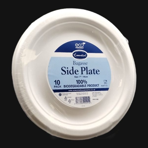 ESSENTIAL BAGASEE SIDE PLATE WHITE 7INCH 10PCE DD000