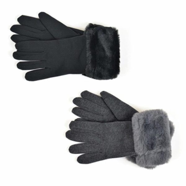 GLOVES LADIES WITH FAUX FUR CUFFS