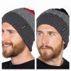 HAT MEN STRIPED WITH FLEECE LINING