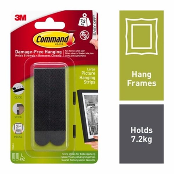 COMMAND LARGE PICTURE STRIPS BLACK(17206BLK)