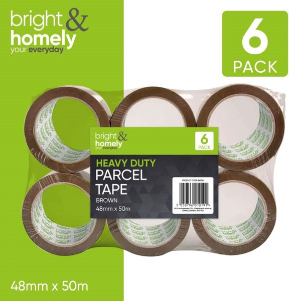 BRIGHT & HOMELY TAPE BROWN 50M X 48MM PACK OF 6