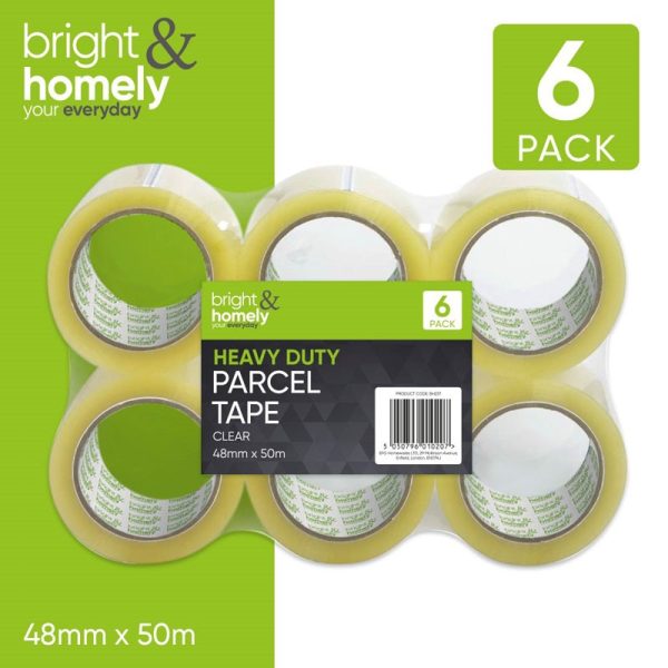 BRIGHT & HOMELY TAPE CLEAR 50M X 48MM PACK OF 6