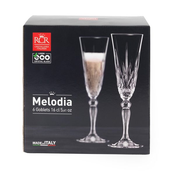 RCR MELODIA CHAMPAGNE FLUTE 16CL PACK OF 6