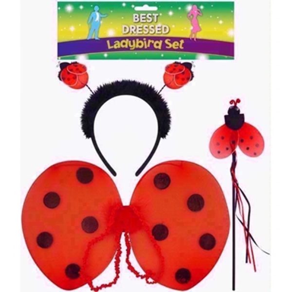 DRESS UP CHILD GIRL LADYBIRD SET 3PCE