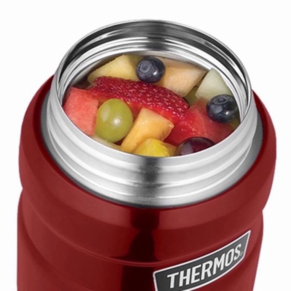 THERMOS KING STAINLESS RED FOOD FLASK 710ML (