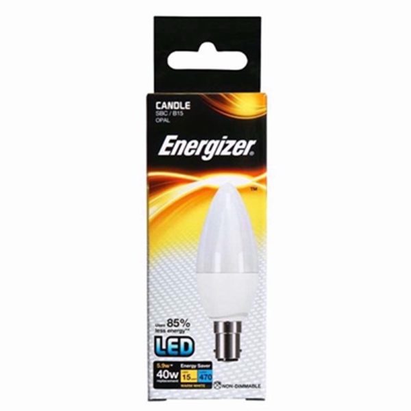 ENERGIZER LED CANDLE 5.9W W/W B15 BULB EACH