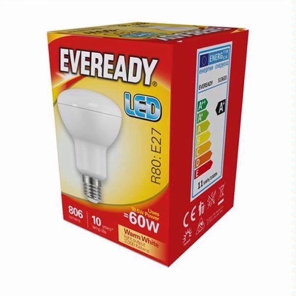 EVEREADY LED BULB WARM WHT R80 ES 10.5W PACK OF 5